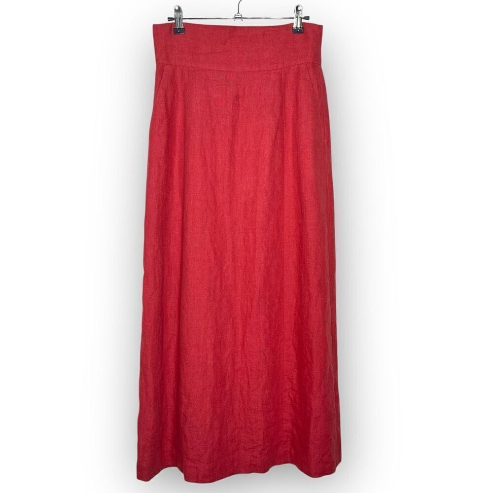 SLOBE IENA Slobe Iena Red 100% Linen Long Maxi Skirt Women’s Size 36 Small Flaws